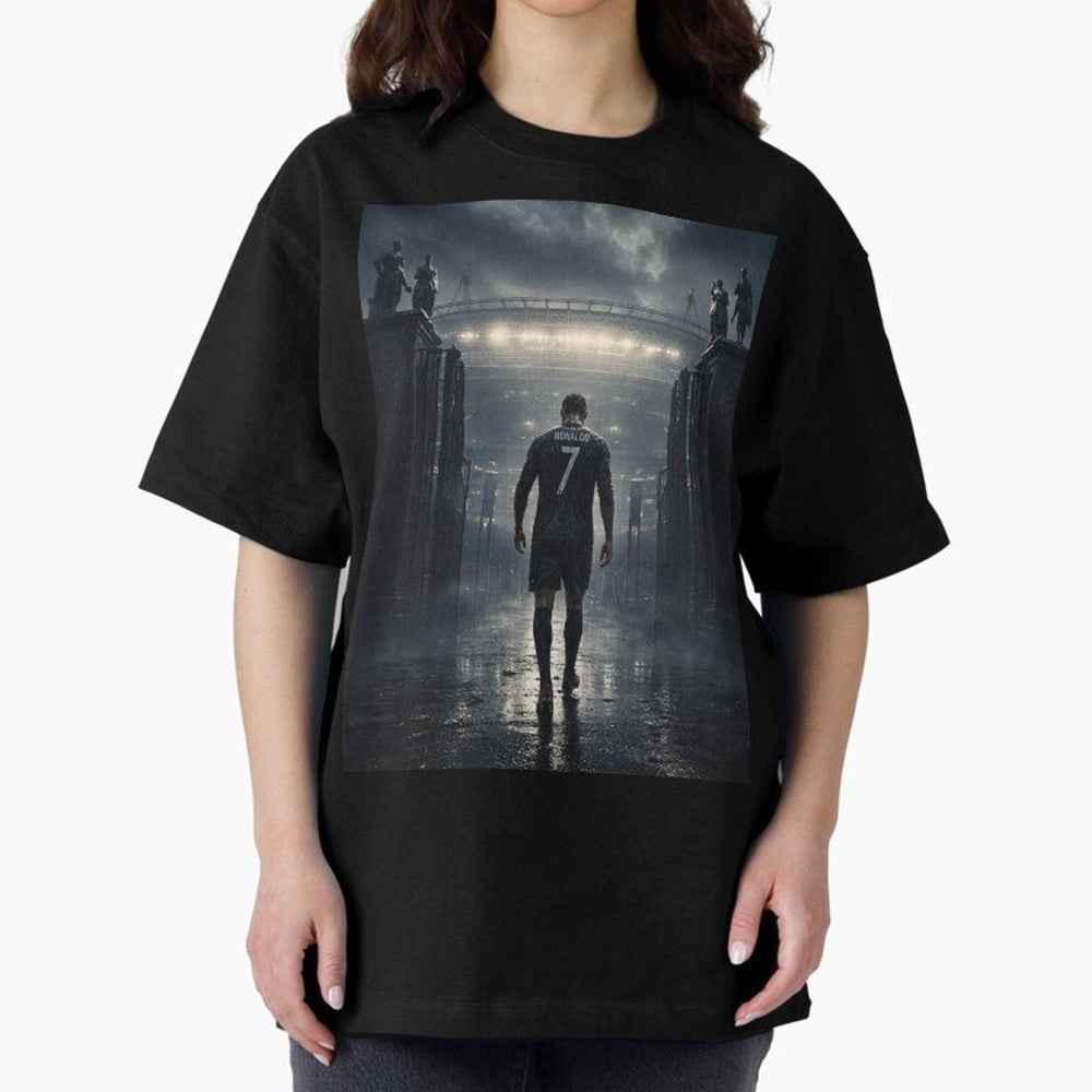 CR7 Entering a Stadium Legend Oversized T-Shirt Celebrate Football Heritage in FIFA World Cup 2026 Group Stage Spirit, Filled with Brazil, Haaland and Mbappe, Match Day Excitement, Supporter Culture, Golden Goals and Global Football Passion; Ideal