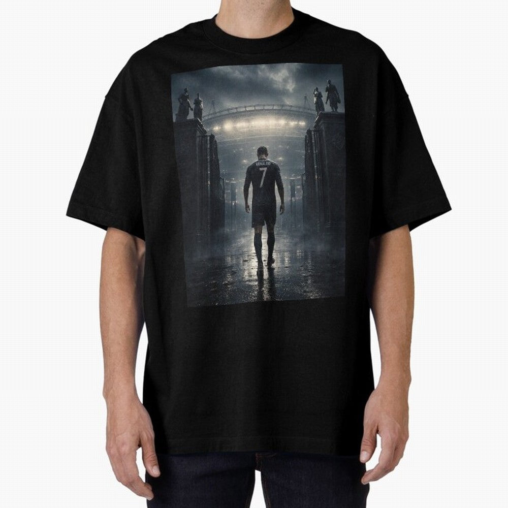 CR7 Entering a Stadium Legend Oversized T-Shirt Celebrate Football Heritage in FIFA World Cup 2026 Group Stage Spirit, Filled with Brazil, Haaland and Mbappe, Match Day Excitement, Supporter Culture, Golden Goals and Global Football Passion; Ideal