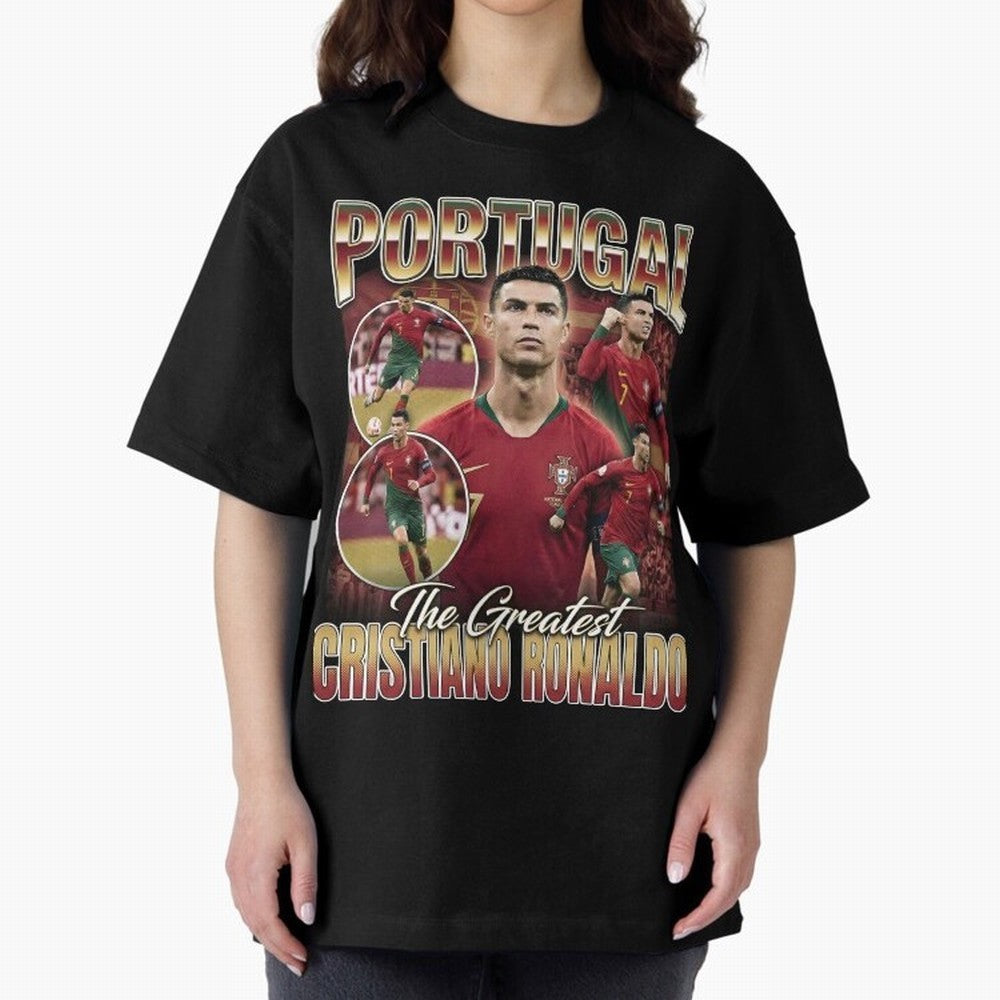 Cristiano Ronaldo Portugal Vintage Oversized T-Shirt Celebrate the Road through the FIFA World Cup 2026 Journey through Mbappe Highlights, France Pride, Football History, Final Match Energy, Crowd Noise and Once in a Lifetime Moments; Ideal for