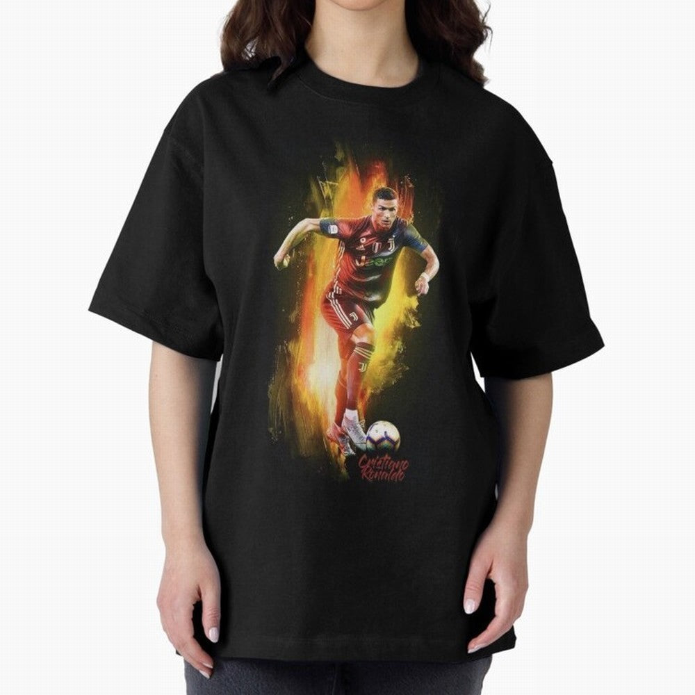 Ronaldo Wallpaper Oversized T-Shirt Feel International Energy from FIFA World Cup 2026 Centered on CR7, Argentina Energy, Stadium Memories, Football Loyalty, International Chants and Championship Tradition; Great for Watch Parties, Sports Bars,