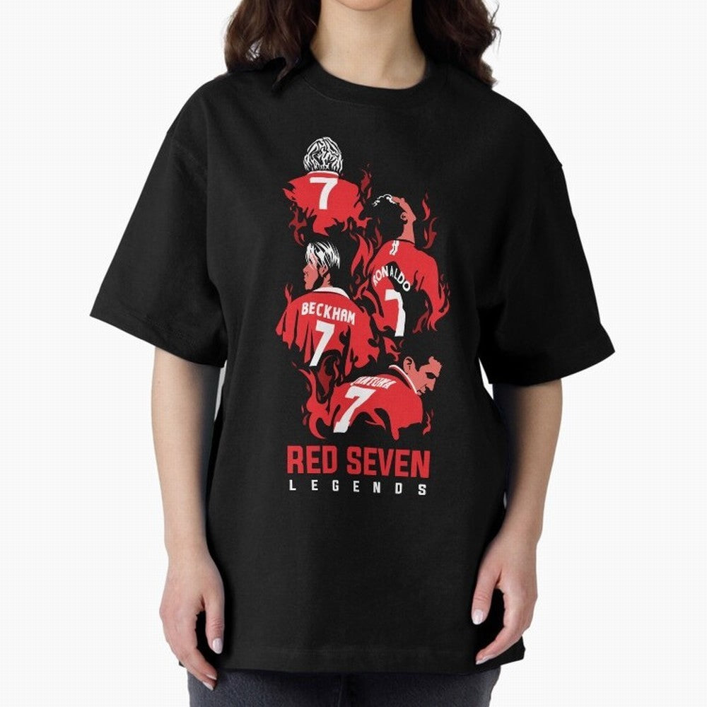 The Red Seven - Man Utd Oversized T-Shirt Stand Proud for FIFA World Cup 2026 Group Stage for Fans of Messi, CR7 and Mbappe and Argentina, France and Brazil, Bringing Stadium Memories, Football Loyalty, International Chants and Championship