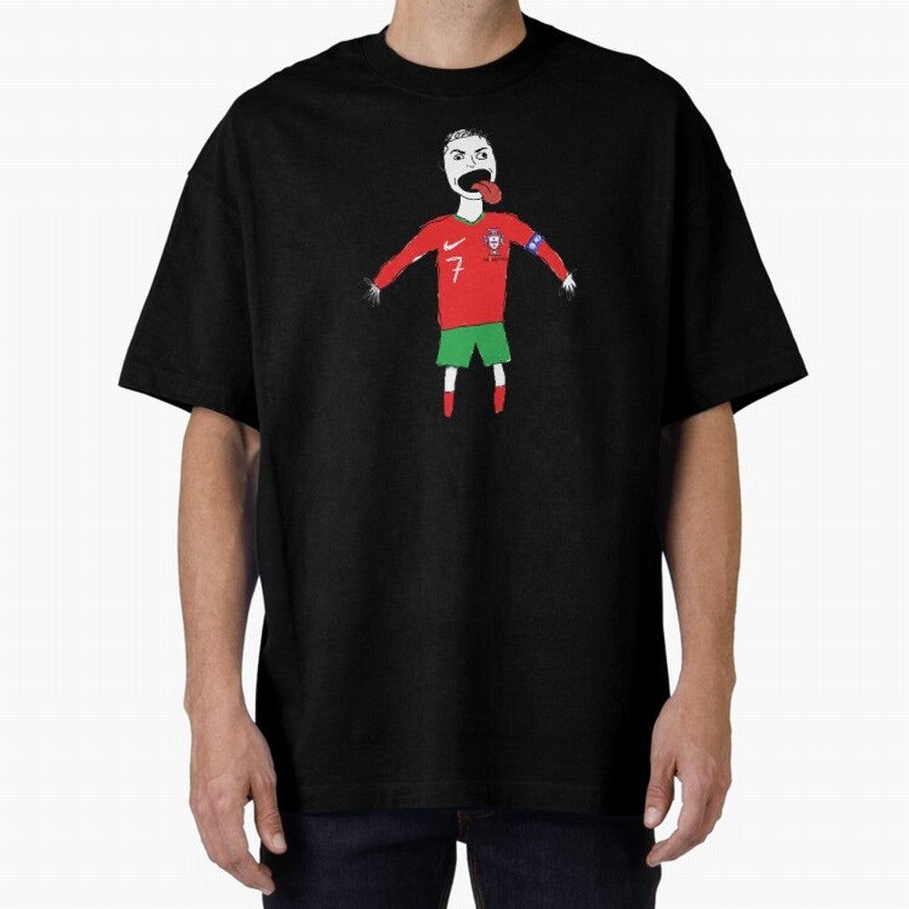 Badly Drawn Ronaldo Oversized T-Shirt Stand Out with Spirit from FIFA World Cup 2026 Group Stage Spirit, Celebrating Brazil, CR7, Championship Spirit, Famous Goals, Roaring Crowds and International Football Unity; Built for Supporters Chasing