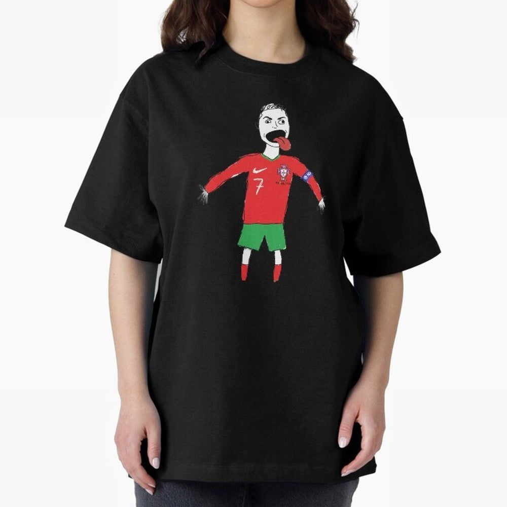 Badly Drawn Ronaldo Oversized T-Shirt Stand Out with Spirit from FIFA World Cup 2026 Group Stage Spirit, Celebrating Brazil, CR7, Championship Spirit, Famous Goals, Roaring Crowds and International Football Unity; Built for Supporters Chasing