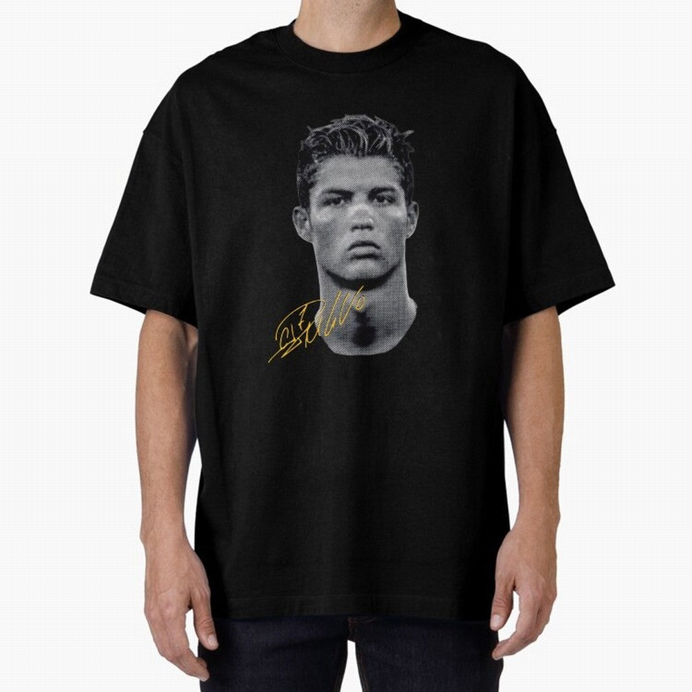 Vintage Cristiano Ronaldo Oversized T-Shirt Celebrate Fan Favorites in Global Football Passion for FIFA World Cup 2026 Group Stage, Inspired by Haaland and Mbappe, Portugal, Spain and Germany, Goal Celebration Energy, Supporter Heritage, Football