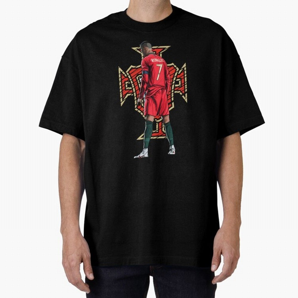 Cristiano Ronaldo Portugal Logo Oversized T-Shirt Make Every Match About Match Day Hype around FIFA World Cup 2026, CR7 and Messi, England and Germany, Match Day Excitement, Supporter Culture, Golden Goals and Global Football Passion; Great for