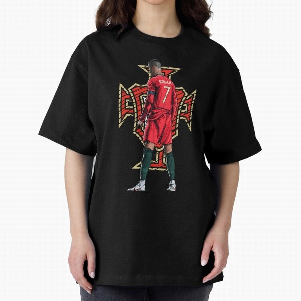 Cristiano Ronaldo Portugal Logo Oversized T-Shirt Make Every Match About Match Day Hype around FIFA World Cup 2026, CR7 and Messi, England and Germany, Match Day Excitement, Supporter Culture, Golden Goals and Global Football Passion; Great for