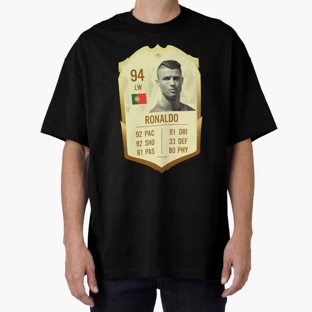 Cristiano Ronaldo Ultimate Card Oversized T-Shirt Elevate Match Day Hype around FIFA World Cup 2026, CR7 and Messi, Germany, Retro Football Energy, Iconic Rivalries, Trophy Chase Drama and Stadium Atmosphere; Perfect for Supporters Who Want Bold