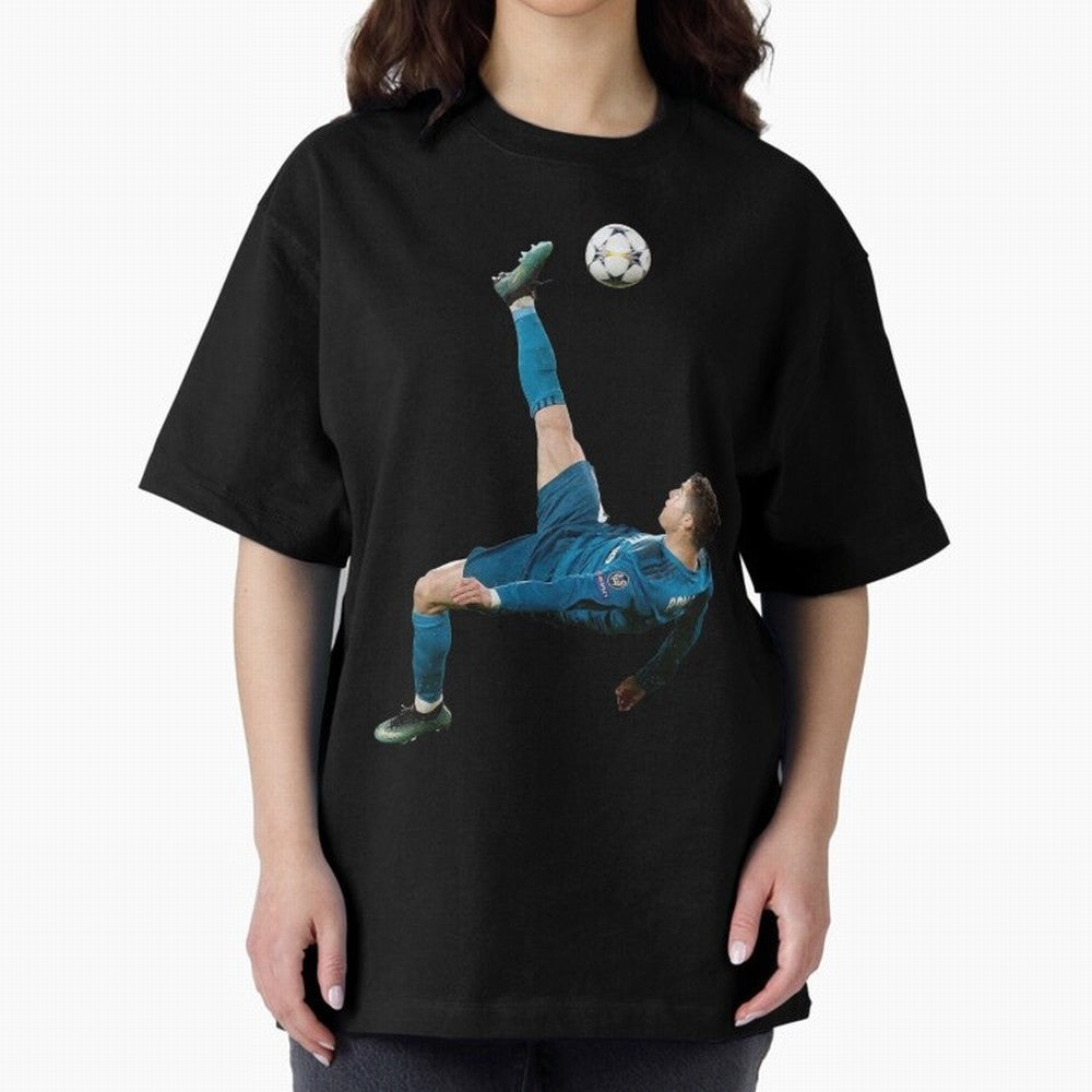 CRISTIANO RONALDO BICYCLE KICK Classic Oversized T-Shirt Live for the Drama of Match Day Hype around FIFA World Cup 2026, Messi, Netherlands, Sports Nostalgia, International Competition, Famous Players and Unforgettable Victories; Ideal for Fans