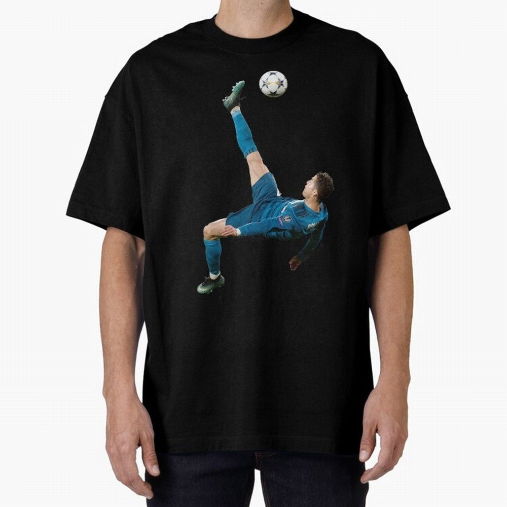 CRISTIANO RONALDO BICYCLE KICK Classic Oversized T-Shirt Live for the Drama of Match Day Hype around FIFA World Cup 2026, Messi, Netherlands, Sports Nostalgia, International Competition, Famous Players and Unforgettable Victories; Ideal for Fans