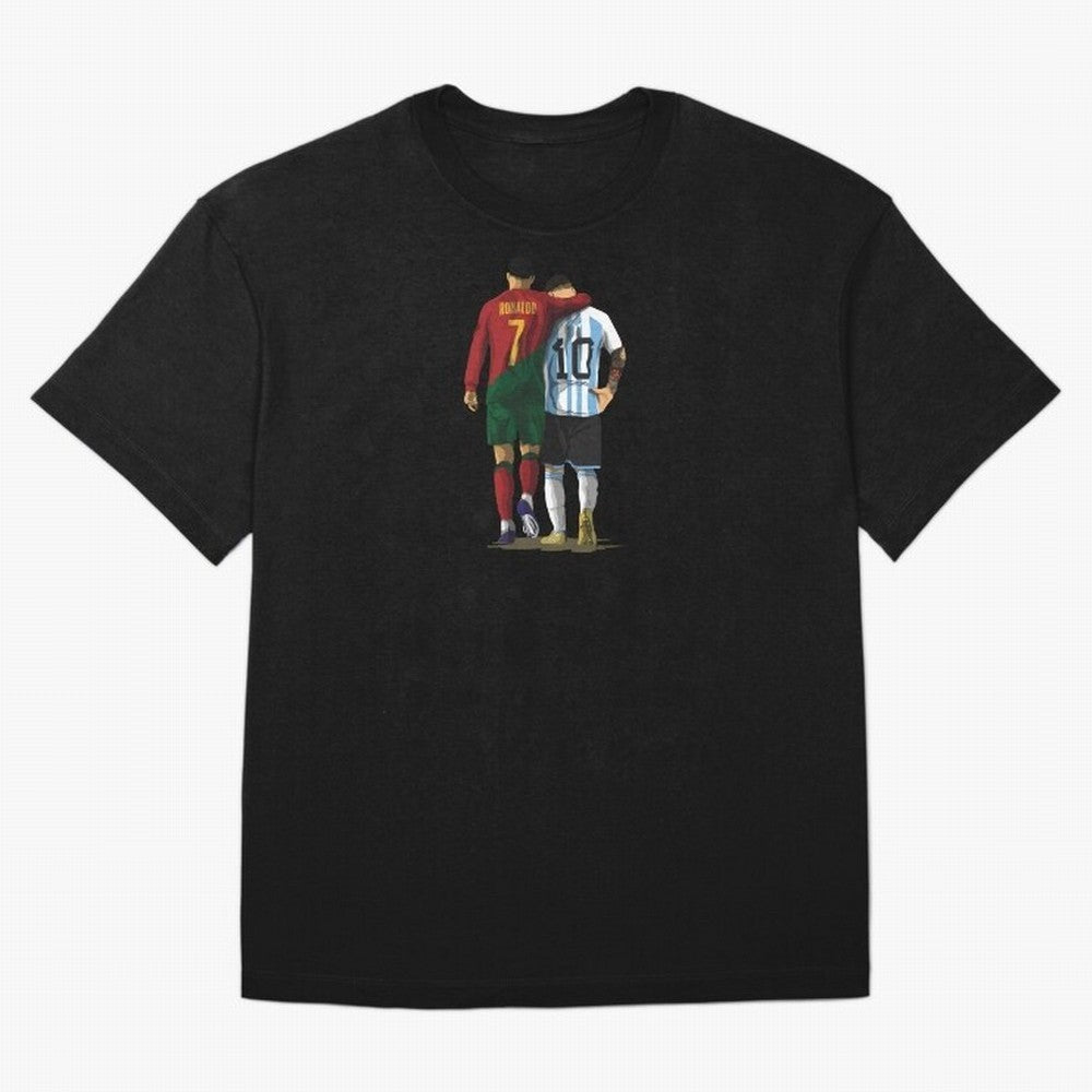 Messi Ronaldo Chit Chat Illustration Oversized T-Shirt Step into the FIFA World Cup 2026 Group Stage Journey through Cristiano Ronaldo, Haaland and CR7 Highlights, Argentina and Brazil Pride, Retro Football Energy, Iconic Rivalries, Trophy Chase
