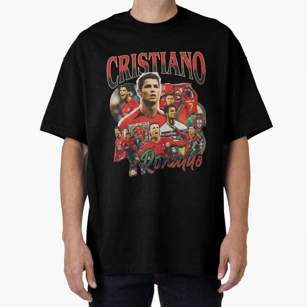 Retro Cristiano Ronaldo Oversized T-Shirt Share Global Football Passion for FIFA World Cup 2026 USA Canada Mexico, Driven by Haaland, Netherlands, Championship Spirit, Famous Goals, Roaring Crowds and International Football Unity; Perfect for