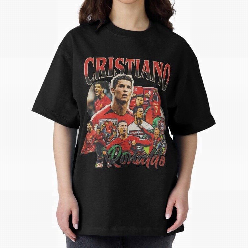 Retro Cristiano Ronaldo Oversized T-Shirt Share Global Football Passion for FIFA World Cup 2026 USA Canada Mexico, Driven by Haaland, Netherlands, Championship Spirit, Famous Goals, Roaring Crowds and International Football Unity; Perfect for