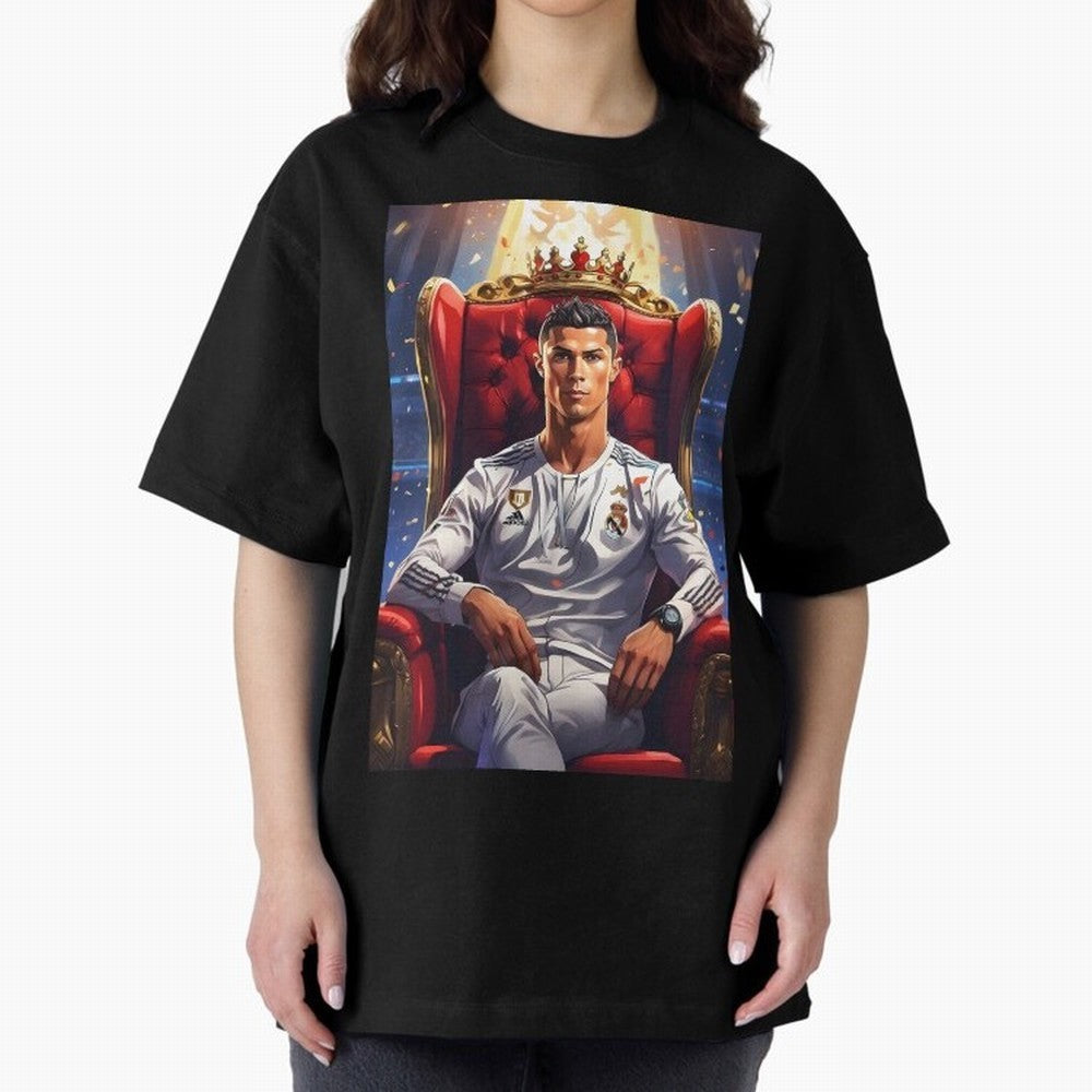 King Cristiano Ronaldo Oversized T-Shirt Bring Home Global Football Passion for FIFA World Cup 2026 USA Canada Mexico, Inspired by Mbappe, England and Germany, Stadium Memories, Football Loyalty, International Chants and Championship Tradition;