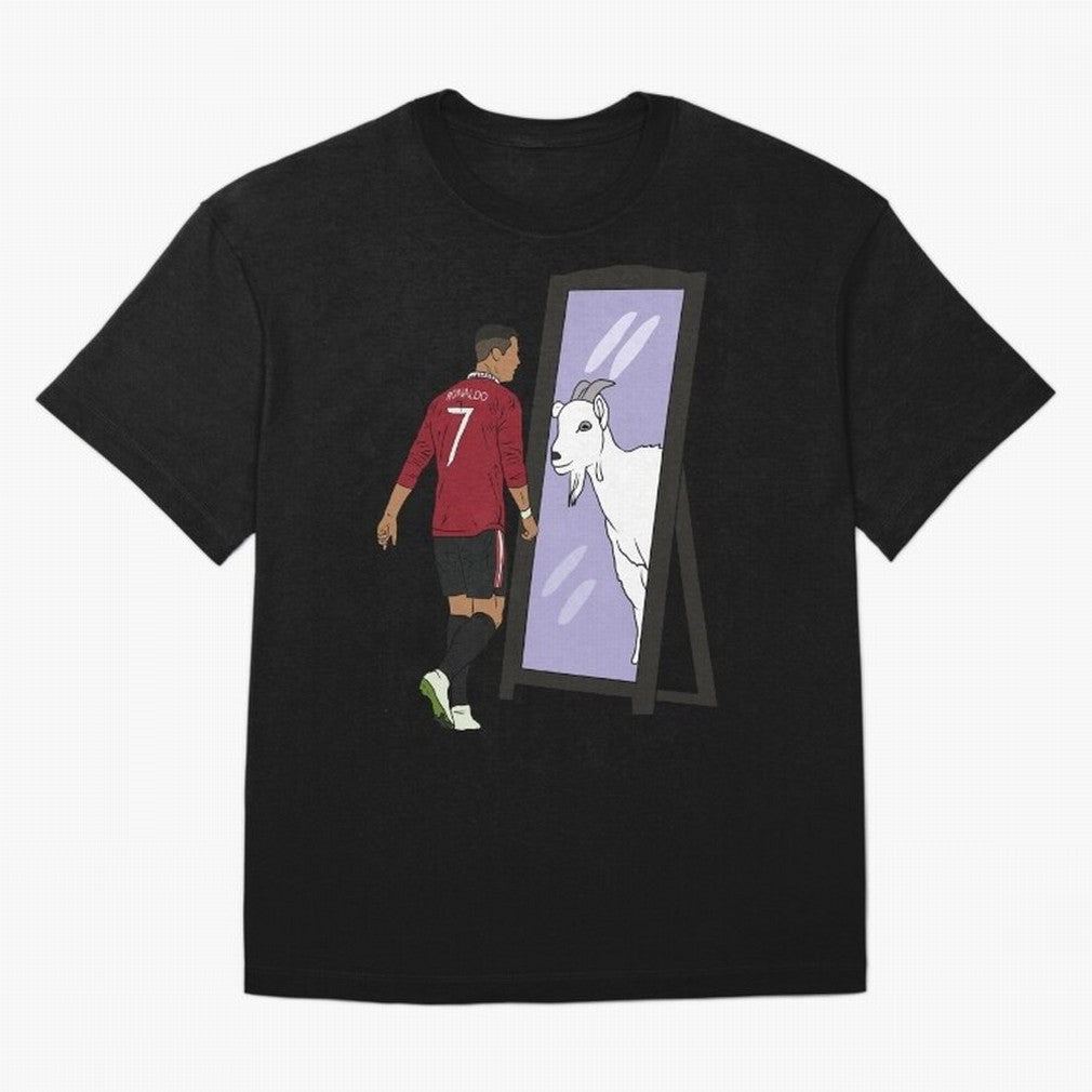 Cristiano Ronaldo Mirror GOAT Oversized T-Shirt Cheer through Every Moment of the FIFA World Cup 2026 USA Canada Mexico Journey through Neymar Highlights, Portugal, Spain and Germany Pride, Retro Football Energy, Iconic Rivalries, Trophy Chase