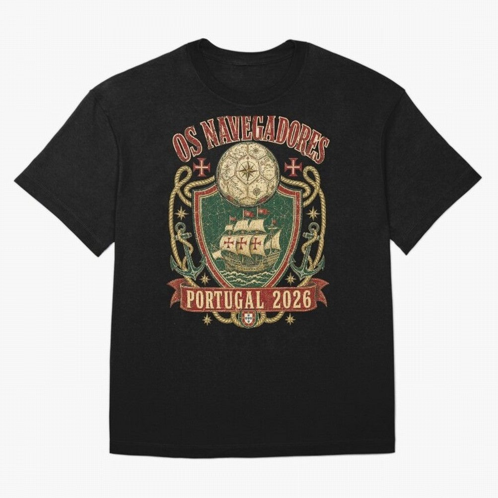 Os Navegadores Portugal 2026 World Cup Soccer T-Shirt Oversized T-Shirt Share Match Day Hype around FIFA World Cup 2026 USA Canada Mexico, Mbappe, Argentina and Brazil, Worldwide Fan Energy, Dramatic Goals, Stadium Lights and Championship