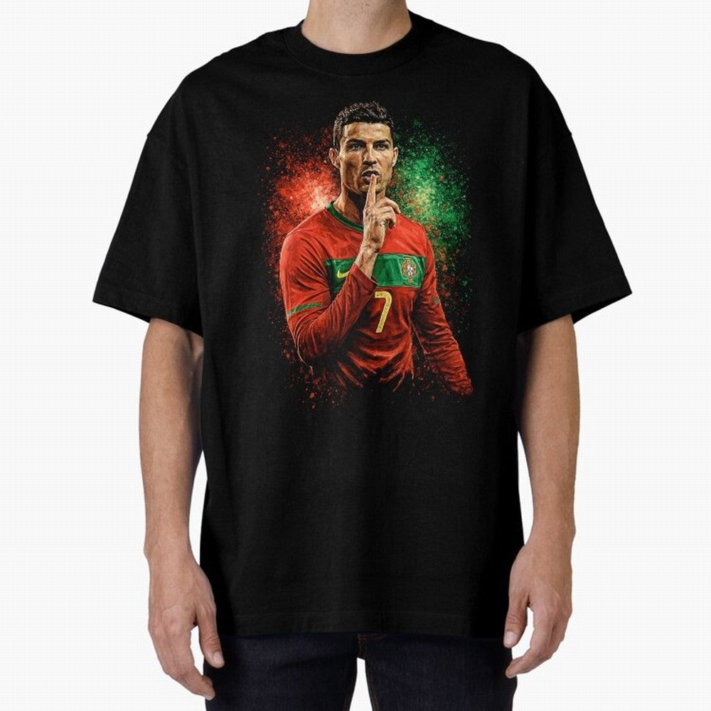 Cristiano Ronaldo Football Legend Oversized T-Shirt Celebrate the Magic of FIFA World Cup 2026 USA Canada Mexico Featuring Mbappe, England, France and Netherlands Energy, Retro Football Energy, Iconic Rivalries, Trophy Chase Drama and Stadium