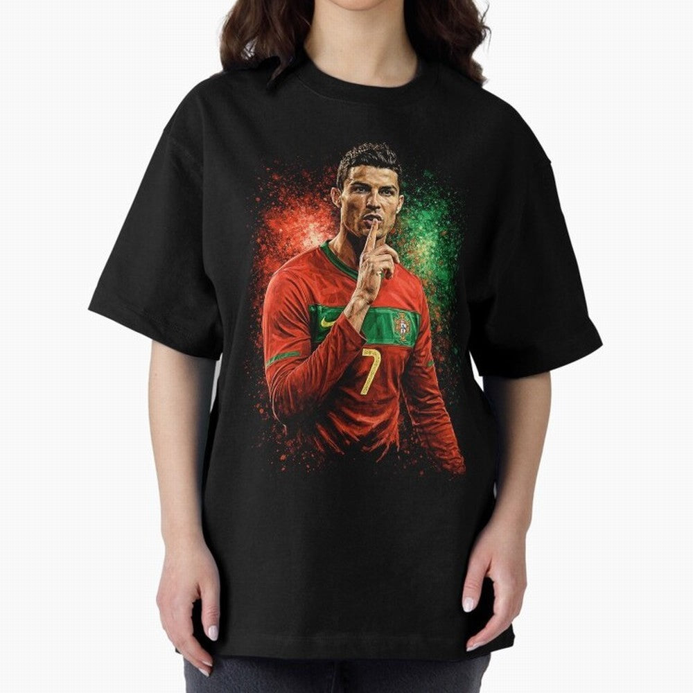 Cristiano Ronaldo Football Legend Oversized T-Shirt Celebrate the Magic of FIFA World Cup 2026 USA Canada Mexico Featuring Mbappe, England, France and Netherlands Energy, Retro Football Energy, Iconic Rivalries, Trophy Chase Drama and Stadium