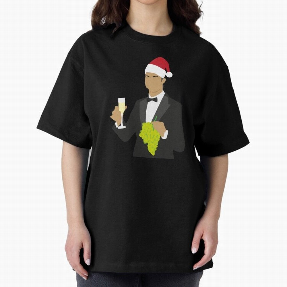 Cristiano Ronaldo enjoing Christmas Oversized T-Shirt Follow Global Football Passion for FIFA World Cup 2026, Celebrating Haaland and Mbappe, Netherlands, Retro Football Energy, Iconic Rivalries, Trophy Chase Drama and Stadium Atmosphere; Great for