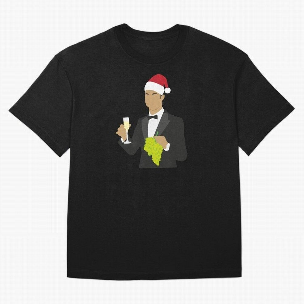 Cristiano Ronaldo enjoing Christmas Oversized T-Shirt Follow Global Football Passion for FIFA World Cup 2026, Celebrating Haaland and Mbappe, Netherlands, Retro Football Energy, Iconic Rivalries, Trophy Chase Drama and Stadium Atmosphere; Great for