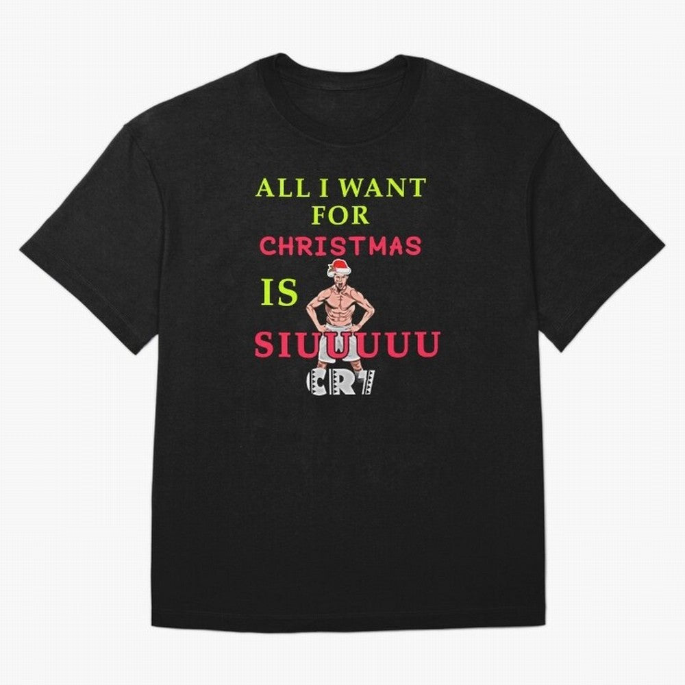 All i want for christmas is siuuu Oversized T-Shirt Remember Iconic Moments from FIFA World Cup 2026 Group Stage Driven by CR7 and Messi, France and Portugal Energy, Global Supporter Spirit, Legendary Goals, National Colors and Tournament