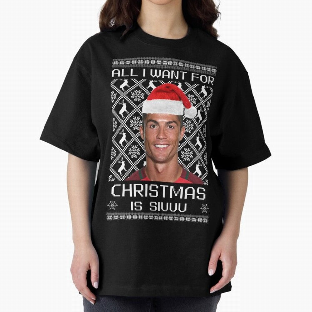 cristiano ronaldo siuuu christmas sweater Oversized T-Shirt Cheer through Every Moment of the FIFA World Cup 2026 USA Canada Mexico Journey through Messi, Neymar and Mbappe Highlights, Germany Pride, Match Day Excitement, Supporter Culture, Golden