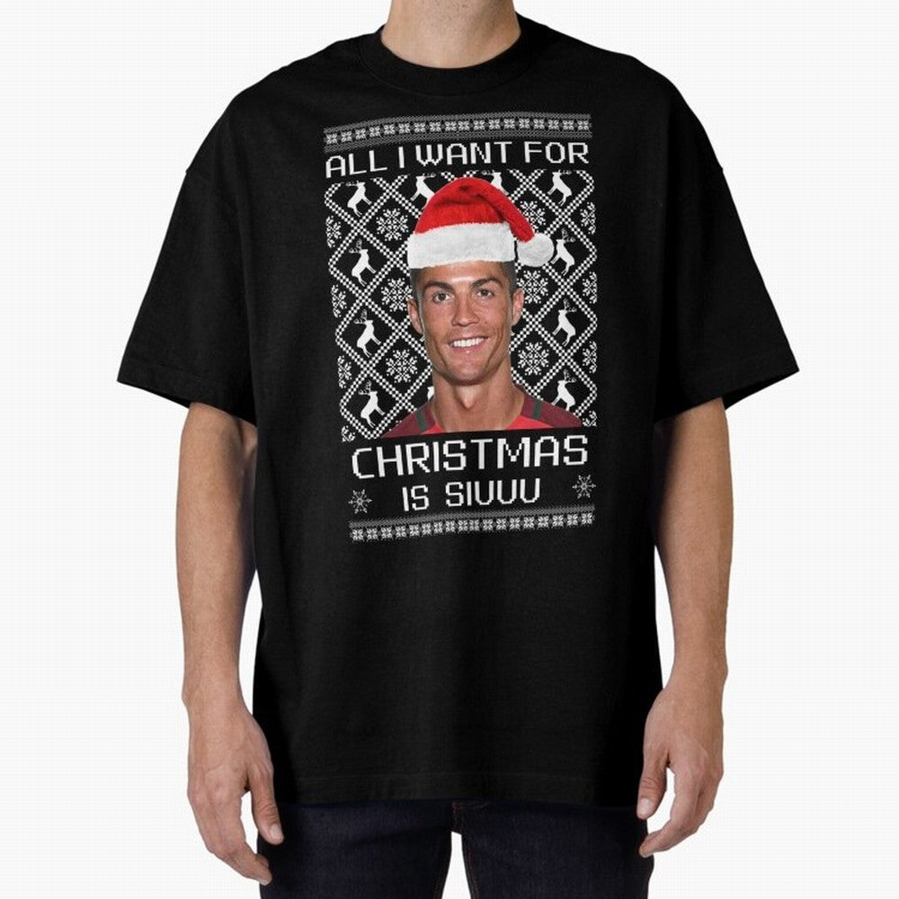 cristiano ronaldo siuuu christmas sweater Oversized T-Shirt Cheer through Every Moment of the FIFA World Cup 2026 USA Canada Mexico Journey through Messi, Neymar and Mbappe Highlights, Germany Pride, Match Day Excitement, Supporter Culture, Golden
