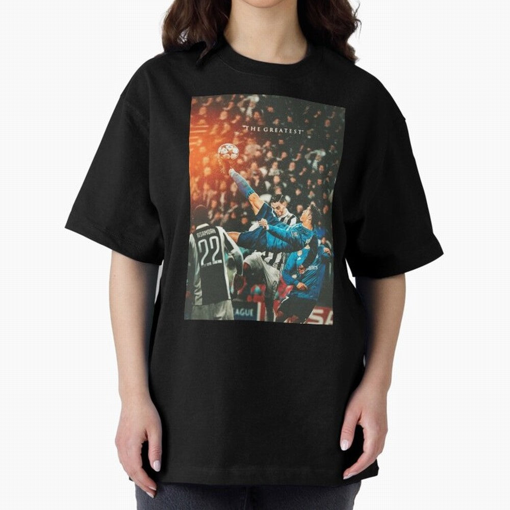 Ronaldo Bicycle Kick Skills Greatest, Ronaldo Gifts, Ronaldo Best Selling , Ronaldo Top Items Poste Oversized T-Shirt Feel International Energy from FIFA World Cup 2026 USA Canada Mexico Inspired by Messi, Germany Energy, Soccer Culture, Superstar