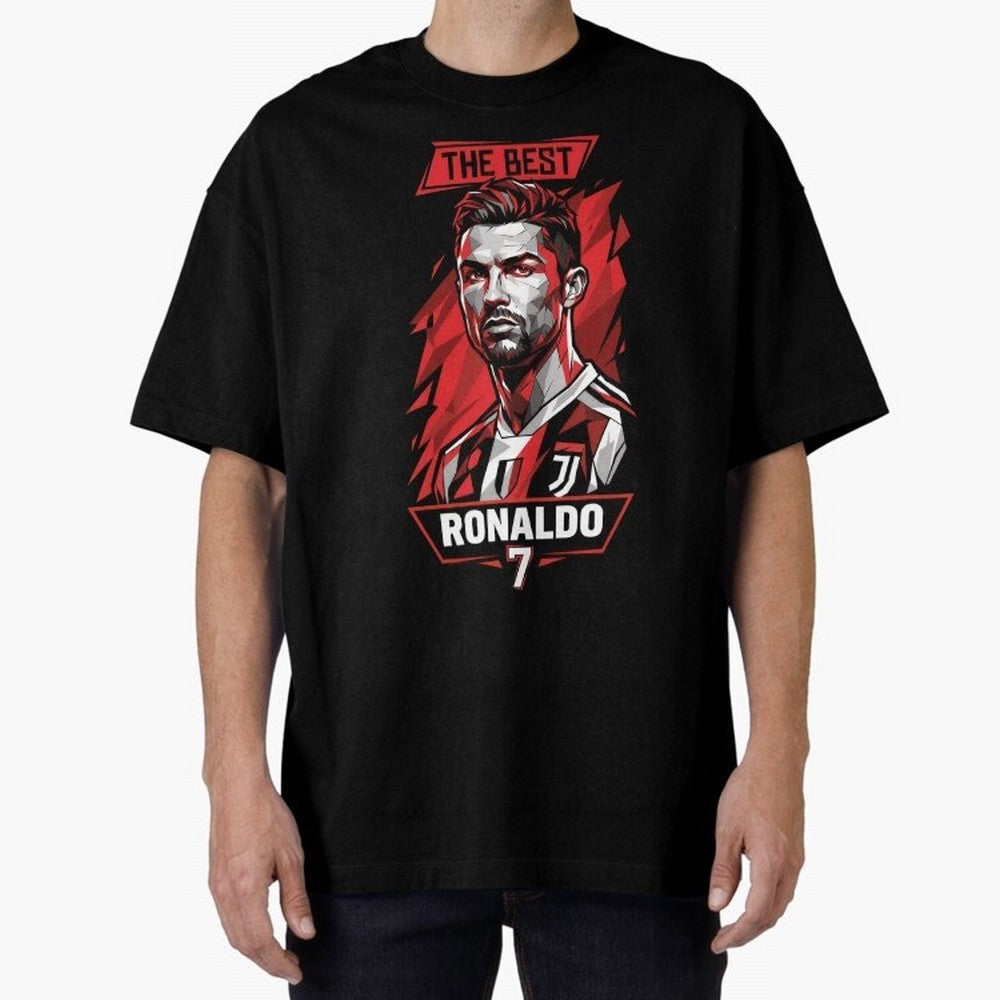 Cristiano Ronaldo CR7 Geometric Vector Portrait Oversized T-Shirt Make Your Look Match FIFA World Cup 2026 USA Canada Mexico Driven by Cristiano Ronaldo, England and Germany Energy, Vintage Soccer Flavor, Modern Football Stars, National Flags and