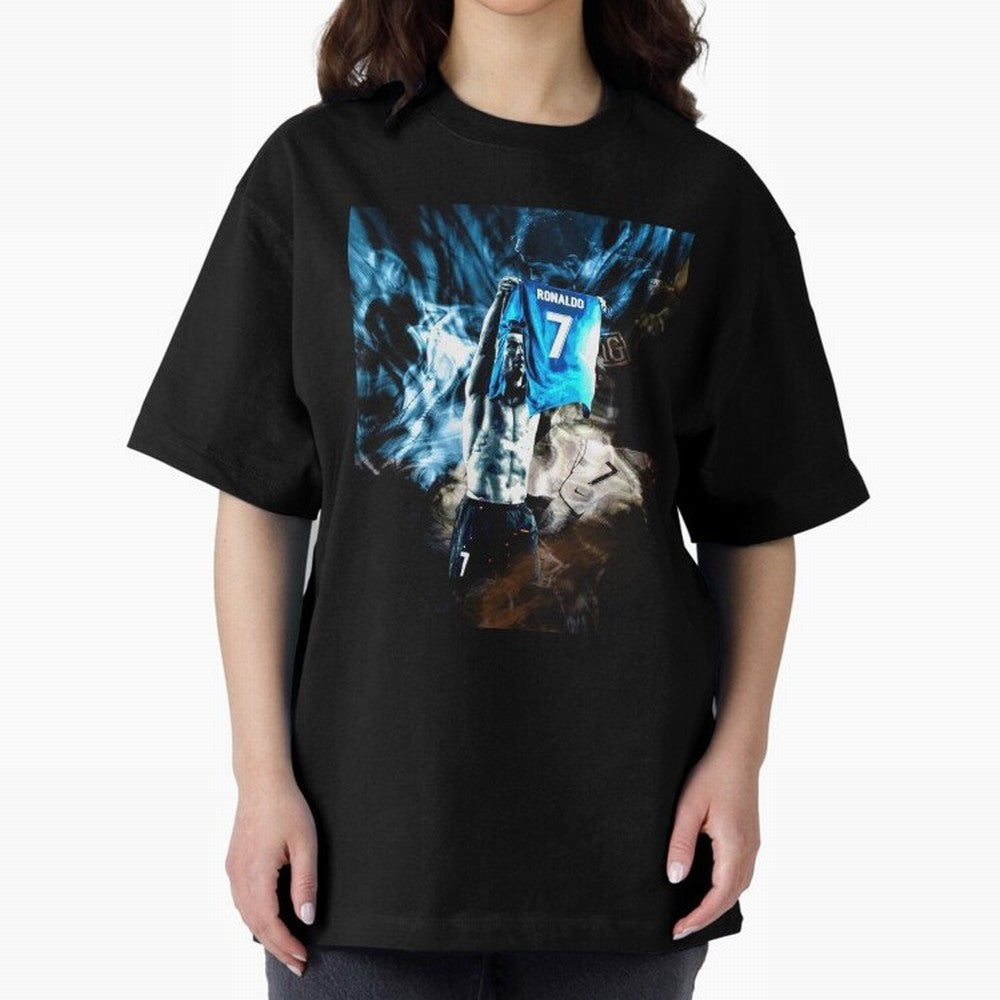Cristiano Ronaldo Graphic Oversized T-Shirt Show Your Stadium Side during Global Football Passion for FIFA World Cup 2026 Group Stage, Centered on Neymar, Haaland and Cristiano Ronaldo, Netherlands, Supporter Pride, Iconic Celebrations, Legendary