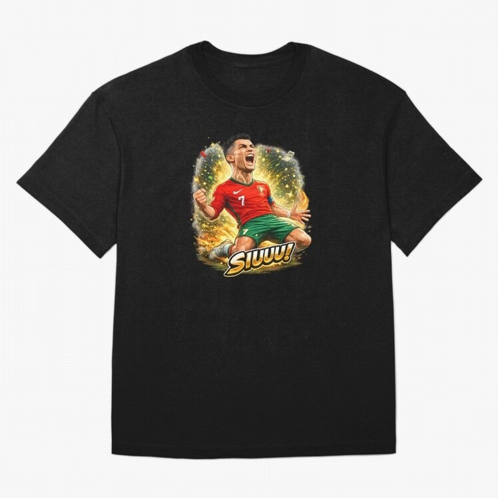 CR7 SIUUU Celebration Cartoon ¨C Legendary Football Goal Celebration Oversized T-Shirt Feel the Heartbeat of FIFA World Cup 2026 USA Canada Mexico Spirit, with Brazil, Mbappe, Worldwide Fan Energy, Dramatic Goals, Stadium Lights and Championship