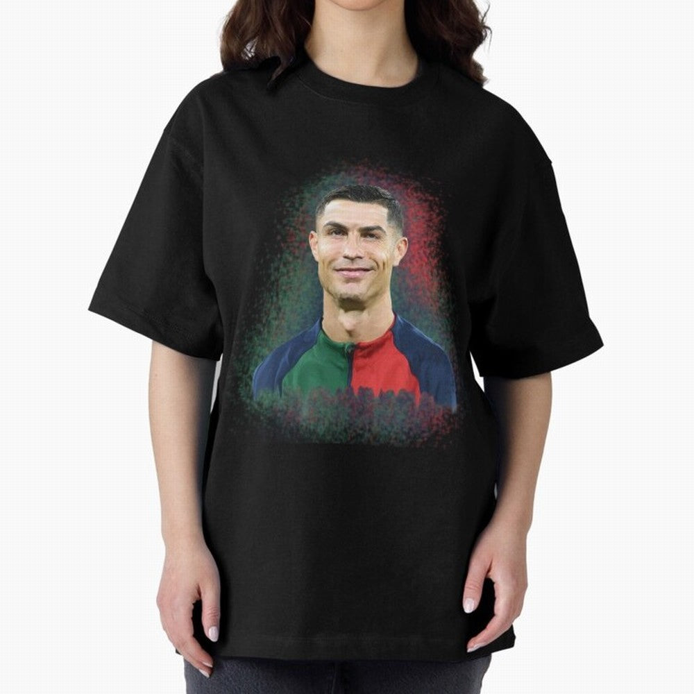 Cristiano Ronaldo digital art Oversized T-Shirt Carry the Dream of FIFA World Cup 2026 Group Stage Spirit, Inspired by France and Portugal, Cristiano Ronaldo, Game Day Rituals, Football Legends, Country Pride and the Road to the Final; Ideal for