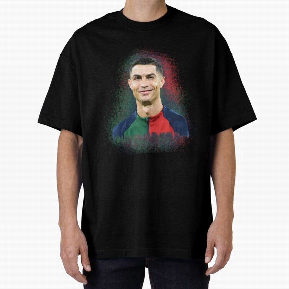 Cristiano Ronaldo digital art Oversized T-Shirt Carry the Dream of FIFA World Cup 2026 Group Stage Spirit, Inspired by France and Portugal, Cristiano Ronaldo, Game Day Rituals, Football Legends, Country Pride and the Road to the Final; Ideal for