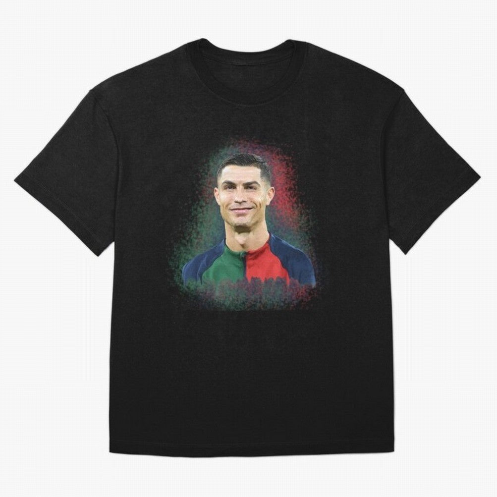 Cristiano Ronaldo digital art Oversized T-Shirt Carry the Dream of FIFA World Cup 2026 Group Stage Spirit, Inspired by France and Portugal, Cristiano Ronaldo, Game Day Rituals, Football Legends, Country Pride and the Road to the Final; Ideal for