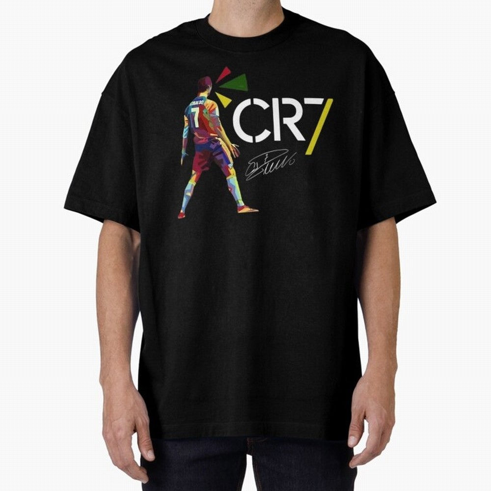 Cr7 Cristiano Ronaldo Signature Oversized T-Shirt Celebrate the Road through FIFA World Cup 2026 Group Stage Spirit, Inspired by Spain and Netherlands, Haaland and Mbappe, Sports Nostalgia, International Competition, Famous Players and