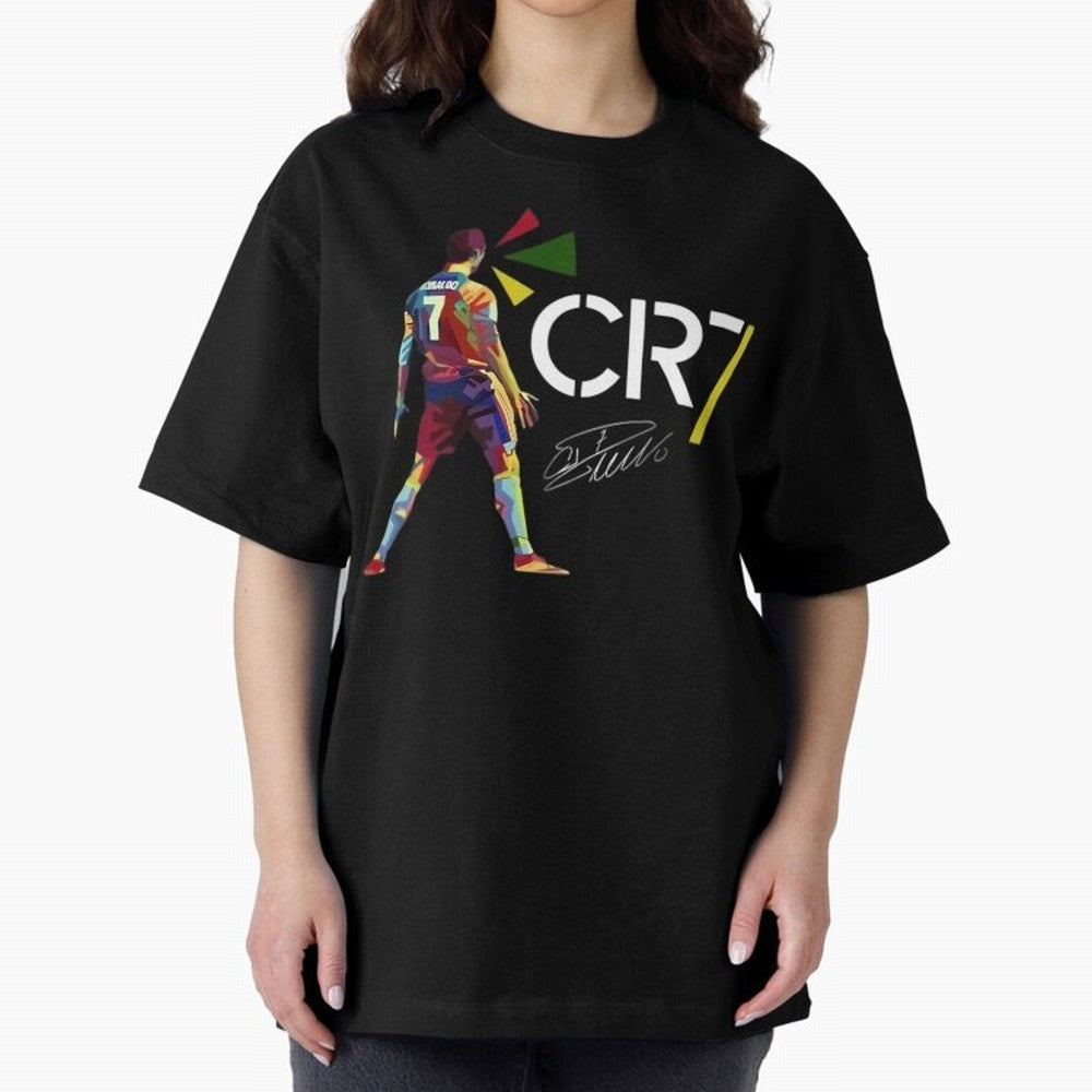 Cr7 Cristiano Ronaldo Signature Oversized T-Shirt Celebrate the Road through FIFA World Cup 2026 Group Stage Spirit, Inspired by Spain and Netherlands, Haaland and Mbappe, Sports Nostalgia, International Competition, Famous Players and