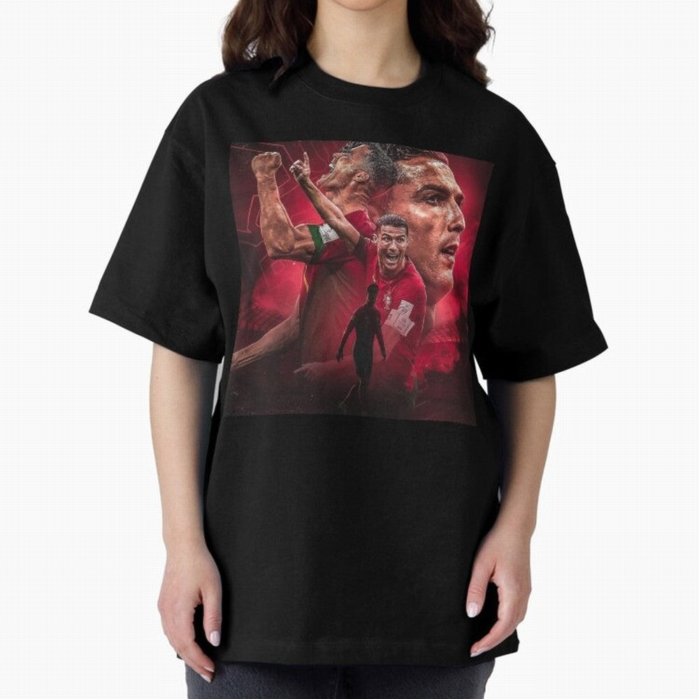Cristiano Ronaldo - CR 7 Celebration Oversized T-Shirt Elevate FIFA World Cup 2026 Group Stage Spirit, Inspired by Brazil, Portugal and Argentina, Messi, Neymar and Mbappe, Retro Football Energy, Iconic Rivalries, Trophy Chase Drama and Stadium