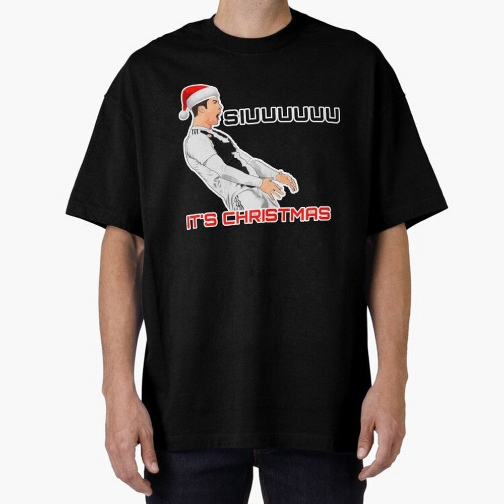 Siuuuuuu CR7 Christmas funny Oversized T-Shirt Back Your Heroes with Global Football Passion for FIFA World Cup 2026, Celebrating Neymar, Netherlands, Championship Spirit, Famous Goals, Roaring Crowds and International Football Unity; Great for