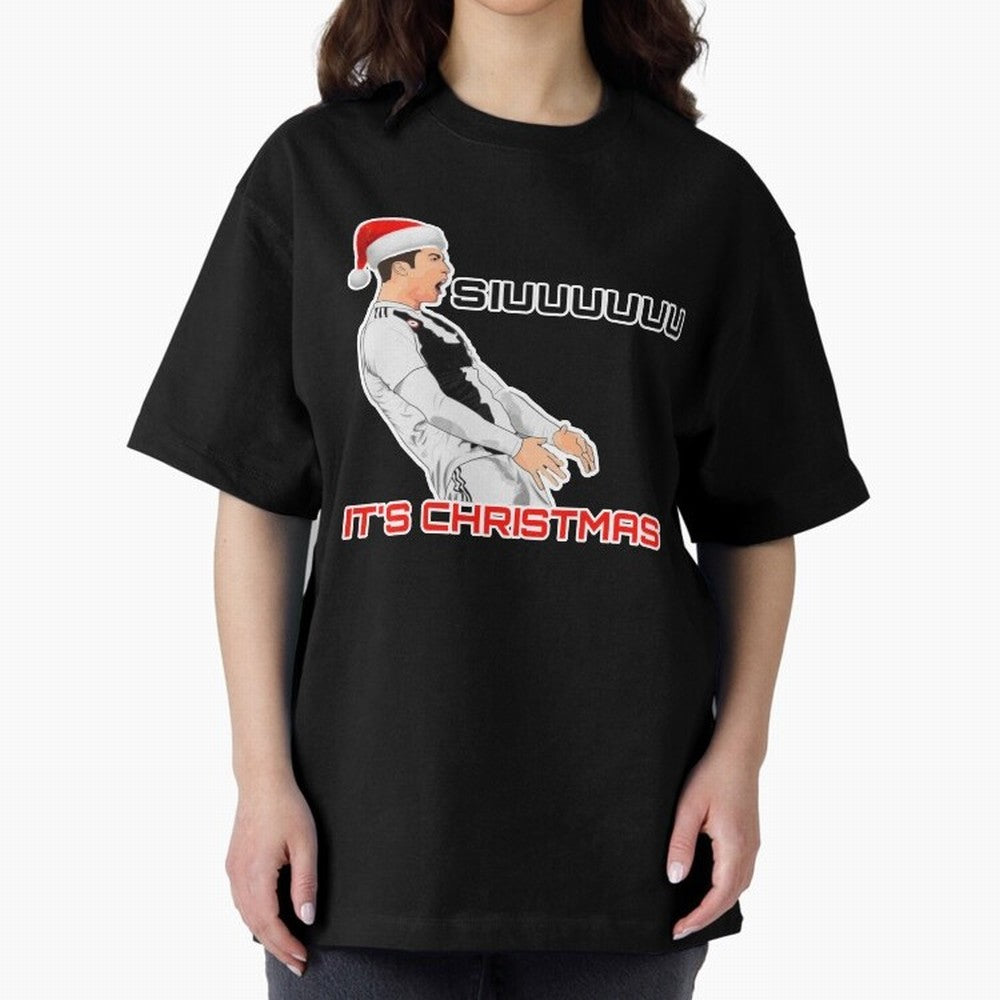 Siuuuuuu CR7 Christmas funny Oversized T-Shirt Back Your Heroes with Global Football Passion for FIFA World Cup 2026, Celebrating Neymar, Netherlands, Championship Spirit, Famous Goals, Roaring Crowds and International Football Unity; Great for