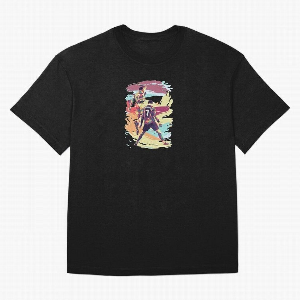 Illustration Cristiano Ronaldo CR7 Oversized T-Shirt Feel the Heartbeat of Global Football Passion for FIFA World Cup 2026 Group Stage, Centered on CR7 and Messi, England, Football Festival Excitement, Trophy Ambitions, Country Rivalries and Star