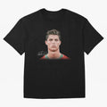 Cristiano Ronaldo T-Shirt Big Face Young Ronaldo Graphic Tee Oversized T-Shirt Stand Proud for Match Day Hype around FIFA World Cup 2026 Group Stage, Messi and Cristiano Ronaldo, Argentina, France and Brazil, Football Festival Excitement, Trophy