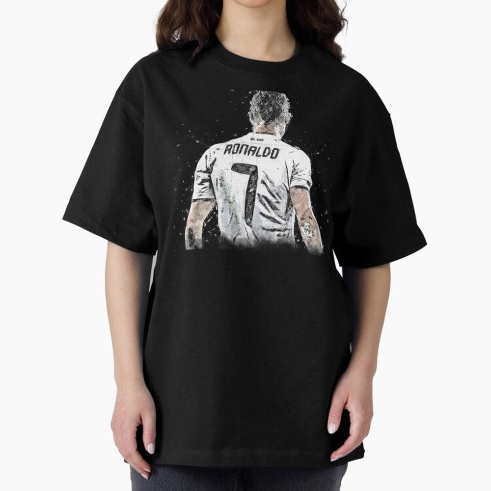 Cristiano Ronaldo Cristiano ronaldo back Oversized T-Shirt Wear the Spirit of Global Football Passion for FIFA World Cup 2026 Group Stage, Highlighting Messi, Neymar and Mbappe, England, France and Netherlands, Fan Favorite Moments, National Team