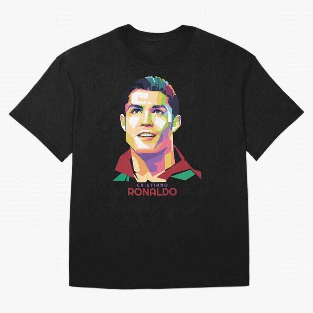 Geometric Celebrity Cristiano Ronaldo Oversized T-Shirt Embrace FIFA World Cup 2026 USA Canada Mexico Filled with Neymar, France and Portugal Energy, Vintage Soccer Flavor, Modern Football Stars, National Flags and Final Night Emotion; Ideal for