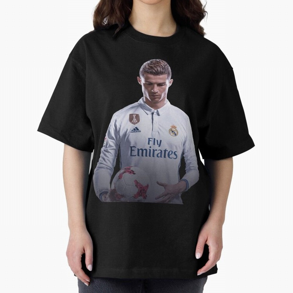 Ronaldo Madrid Jersey Poster Oversized T-Shirt Follow the Final Road of FIFA World Cup 2026 Highlighting Messi, Argentina, France and Brazil Energy, Sports Nostalgia, International Competition, Famous Players and Unforgettable Victories; Perfect