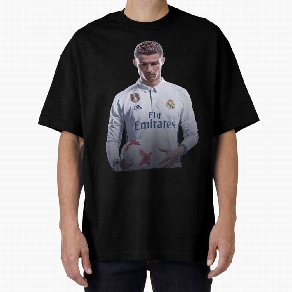 Ronaldo Madrid Jersey Poster Oversized T-Shirt Follow the Final Road of FIFA World Cup 2026 Highlighting Messi, Argentina, France and Brazil Energy, Sports Nostalgia, International Competition, Famous Players and Unforgettable Victories; Perfect