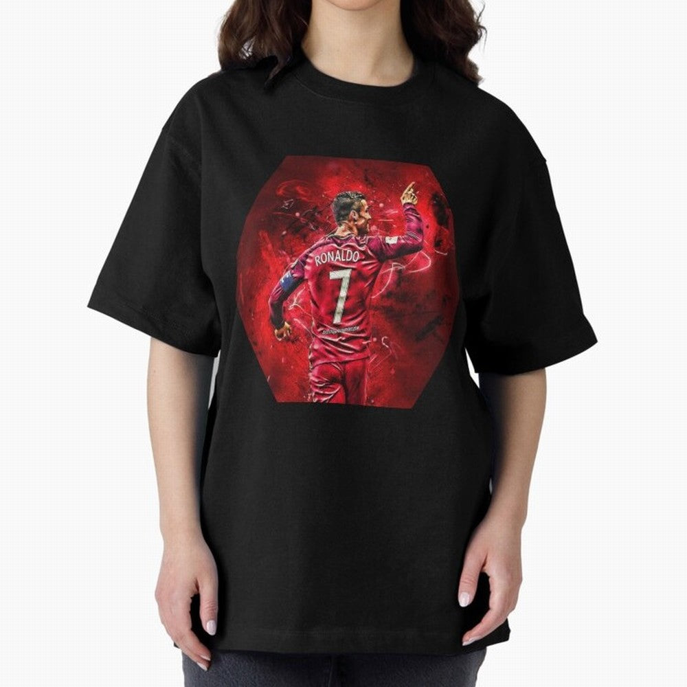 CR7 Art Oversized T-Shirt Bring a Champion Mindset to Global Football Passion for FIFA World Cup 2026, Featuring Messi, Neymar and Mbappe, Spain, Worldwide Fan Energy, Dramatic Goals, Stadium Lights and Championship Celebrations; Made for Die Hard