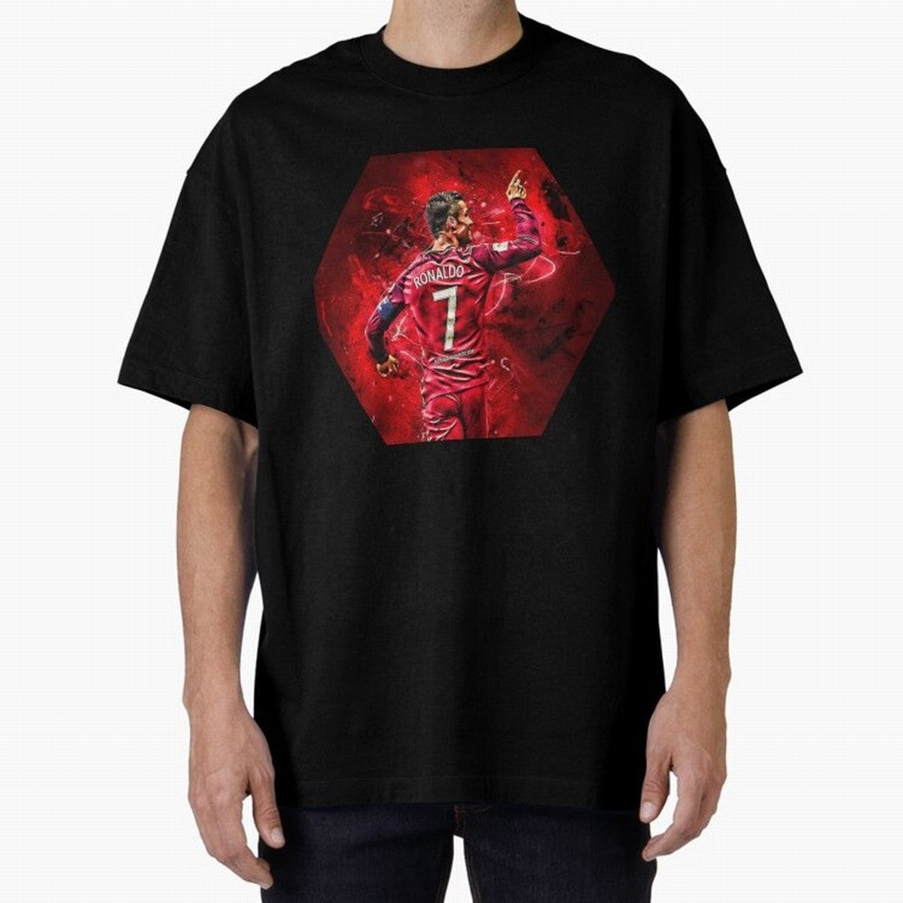 CR7 Art Oversized T-Shirt Bring a Champion Mindset to Global Football Passion for FIFA World Cup 2026, Featuring Messi, Neymar and Mbappe, Spain, Worldwide Fan Energy, Dramatic Goals, Stadium Lights and Championship Celebrations; Made for Die Hard