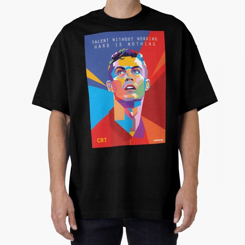 Cristiano Ronaldo Oversized T-Shirt Capture FIFA World Cup 2026 Celebrating Neymar, Haaland and Cristiano Ronaldo, France and Portugal Energy, Match Day Excitement, Supporter Culture, Golden Goals and Global Football Passion; Perfect for People Who
