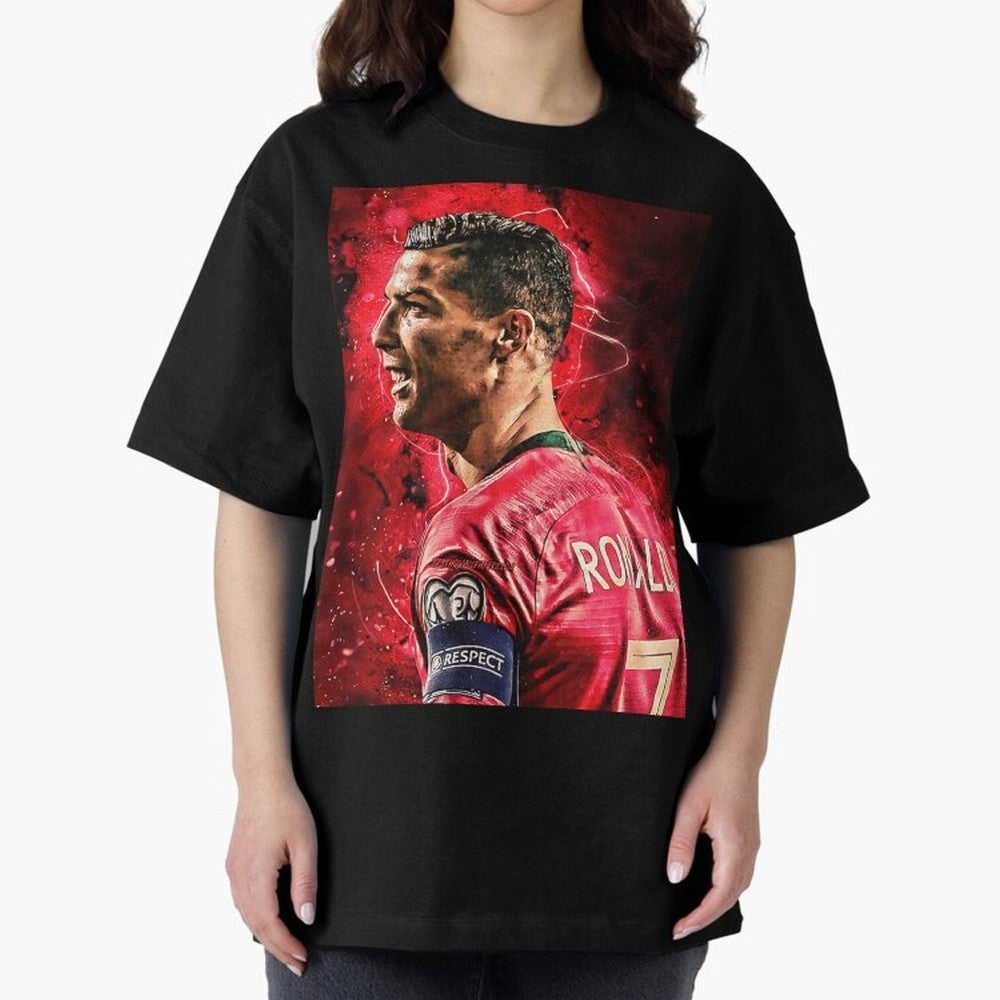 R-o-n-a-l-d-o Design Wallpaper Oversized T-Shirt Bring a Vintage Feel to FIFA World Cup 2026 Group Stage Spirit, Made for France and Portugal, Cristiano Ronaldo, Stadium Memories, Football Loyalty, International Chants and Championship Tradition;