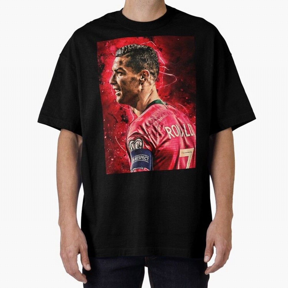 R-o-n-a-l-d-o Design Wallpaper Oversized T-Shirt Bring a Vintage Feel to FIFA World Cup 2026 Group Stage Spirit, Made for France and Portugal, Cristiano Ronaldo, Stadium Memories, Football Loyalty, International Chants and Championship Tradition;
