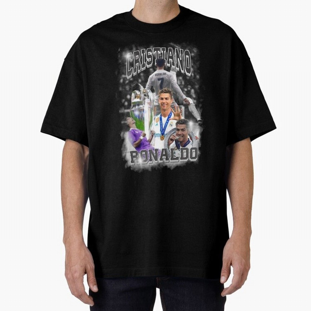 Cristiano Ronaldo Oversized T-Shirt Celebrate Football Dreams Across Global Football Passion for FIFA World Cup 2026 Group Stage, Centered on Haaland, Portugal, Global Supporter Spirit, Legendary Goals, National Colors and Tournament Celebration;